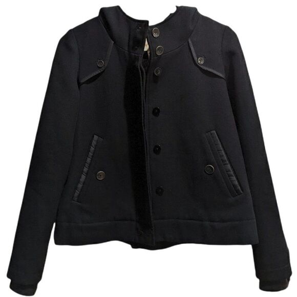 DIESEL Women's Black Front Buttoned Hooded WOOL Jacket with pockets Size XXS - Picture 2 of 8